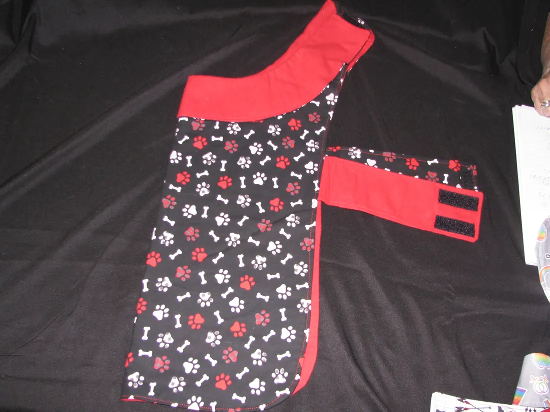 Red and Black Paw Prints and Bones — new coat view