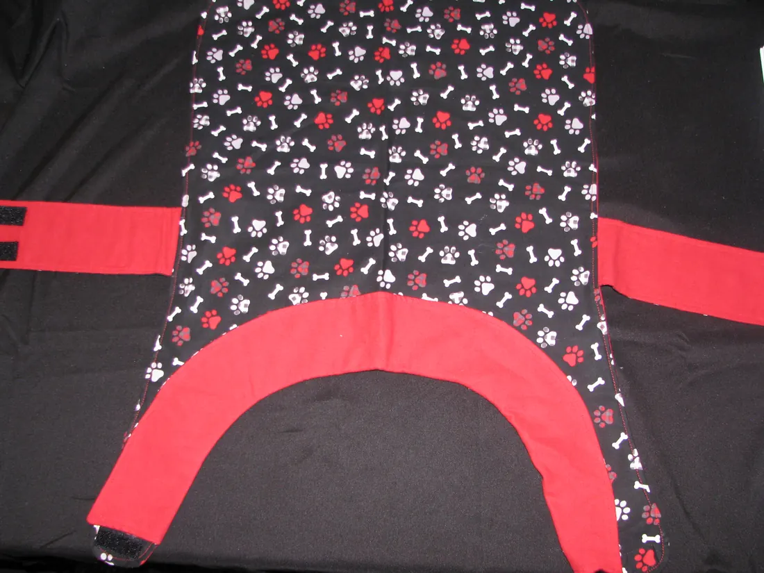 Red and Black Paw Prints and Bones — new coat view